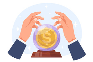 Hands businessman over crystal magic, a Finance Illustration by Vectorbuum