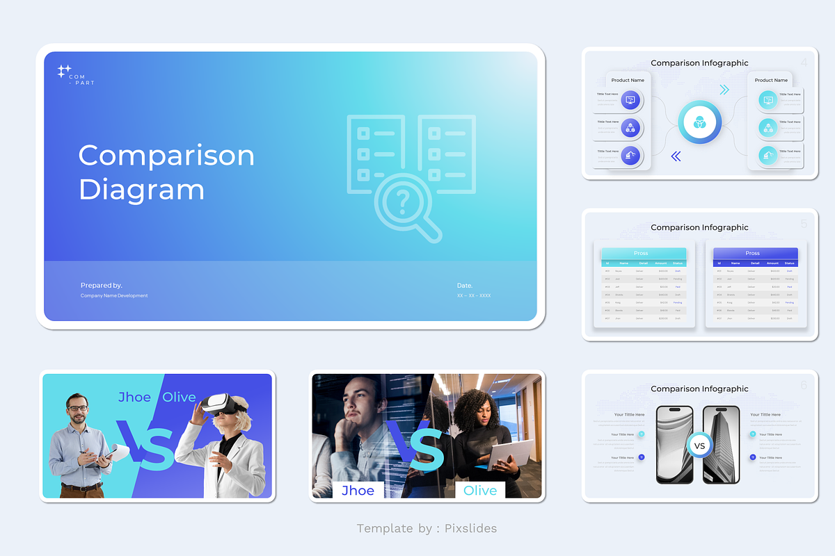 Comparison Diagram PowerPoint, a Presentation Template by Pixslides (Photo 2 of 6)