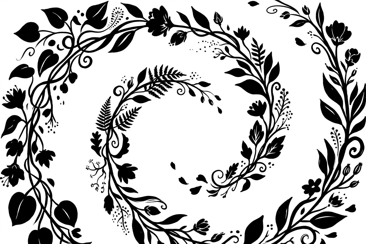 50 Elegant Floral Leaf Spiral Frame, a Decorative Illustration by Amazin_art (Photo 23 of 41)