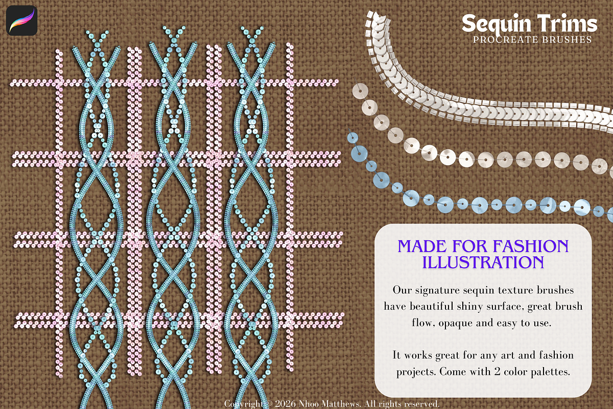 Procreate Sequin Trims Brushes, a Brush Add-On by Fashion Workshop Bkk (Photo 5 of 11)