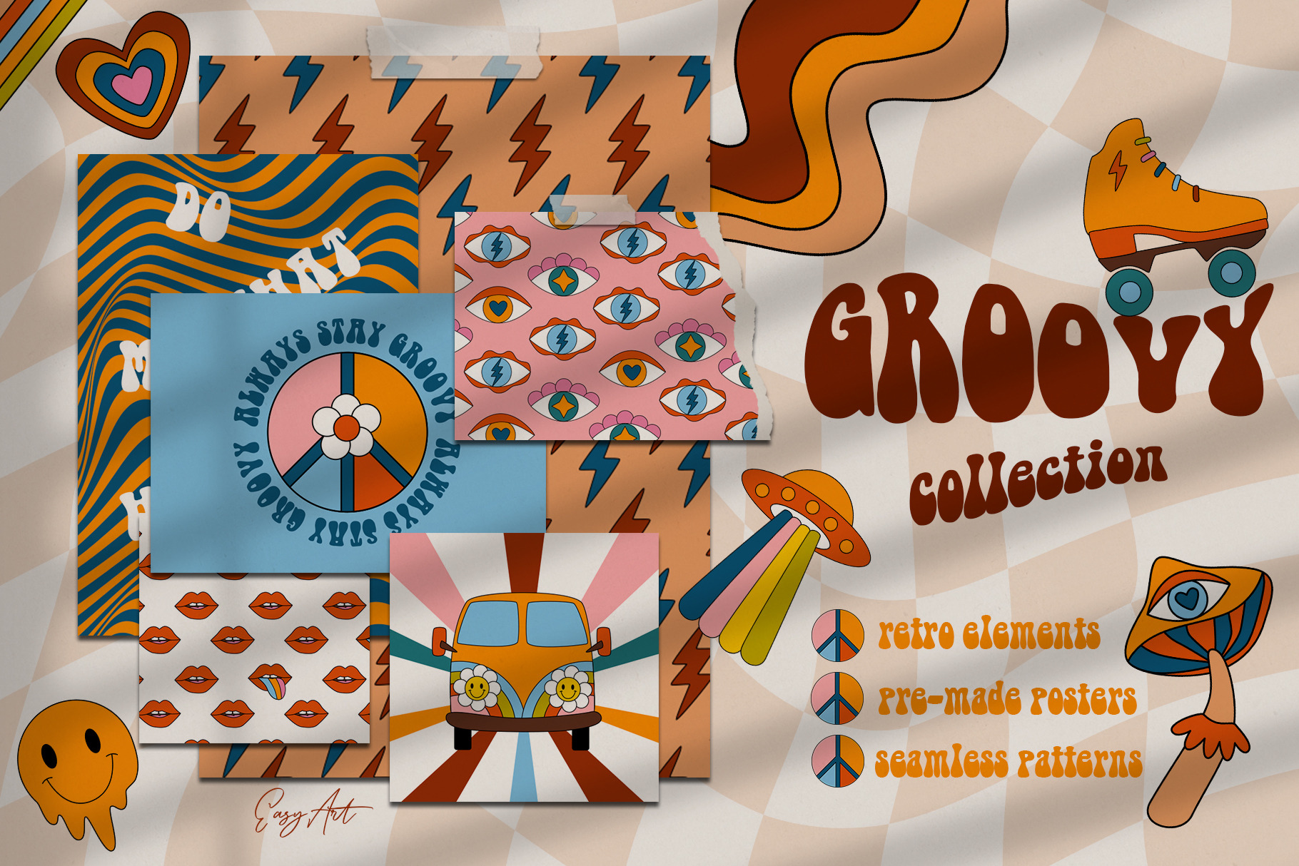 Groovy. Retro collection, an Illustration by EasyArt