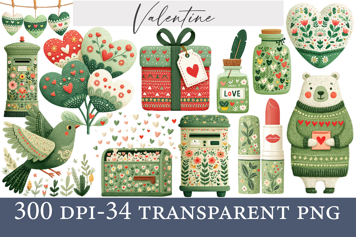 Watercolor Valentine  Clipart, an Illustration by Designworld (Photo 1 of 6)