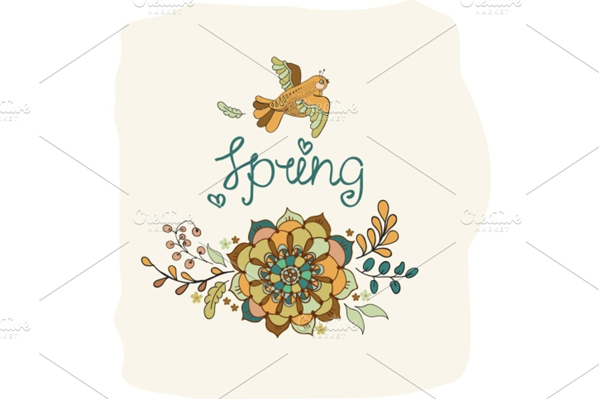 Natural floral backgrounds with bird, an Illustration by JaneLane (Photo 1 of 5)