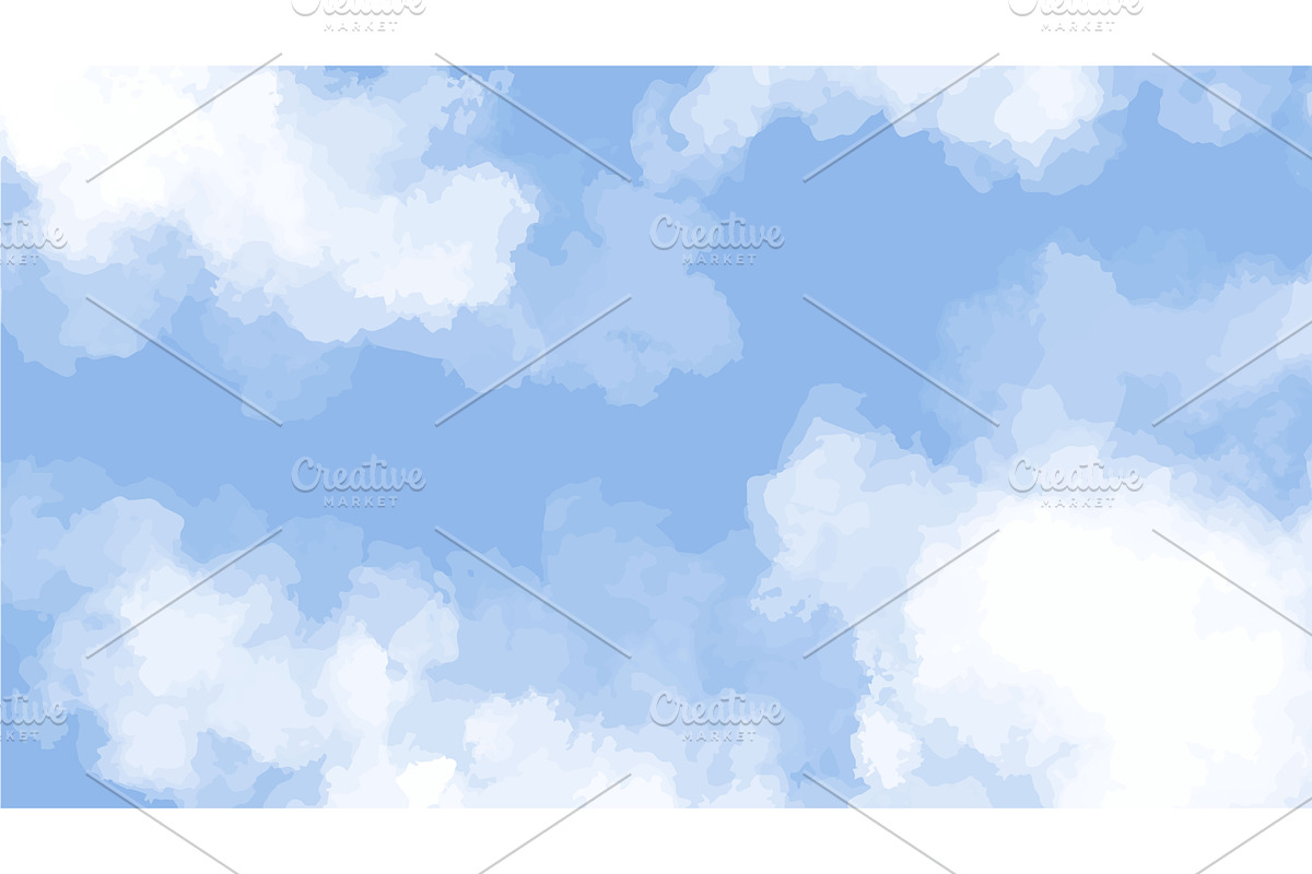 Sky with white cumulus clouds, an Illustration by Tati_Kli