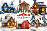Christmas Winter Residence Clipart, an Illustration by Dream Creation (Thumbnail 1 of 6)