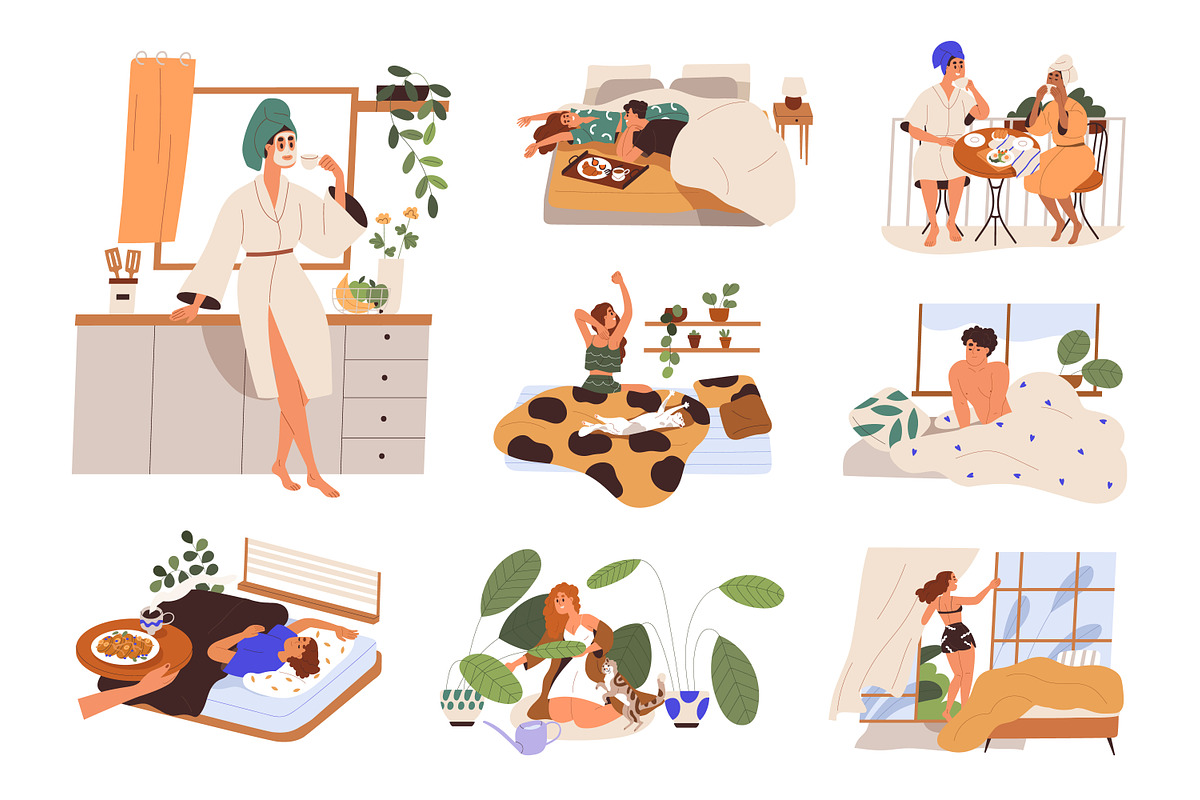 People wake up & do morning routine, a Food Illustration by Good Studio (Photo 1 of 9)