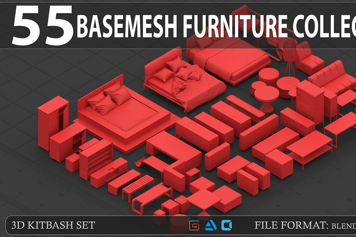 Basemesh Furniture collection, a Furniture 3D Model by MohamedHussien1 (Photo 1 of 8)