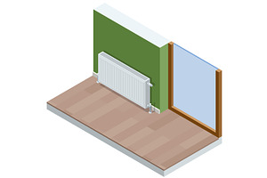 Isometric room interior with wall, an Object Illustration by Golden Sikorka
