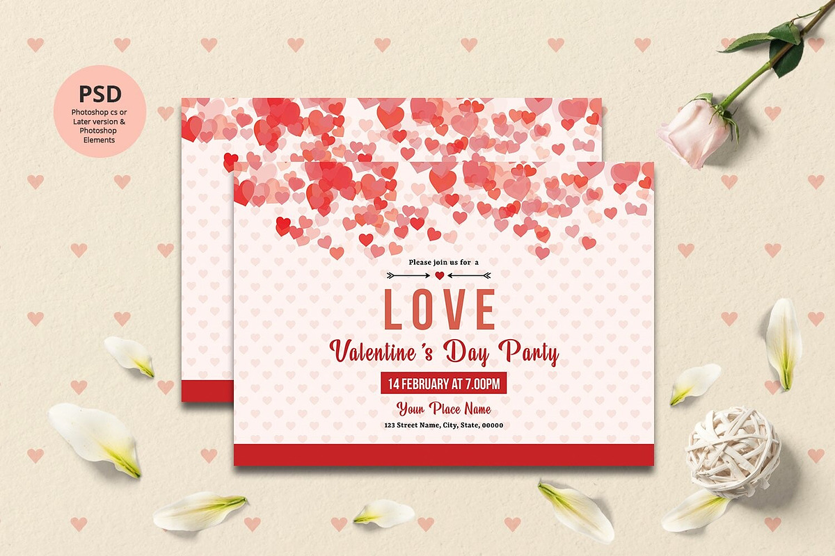 Valentine’s Day Party Invitation, a Card Template by Template Shop (Photo 2 of 3)