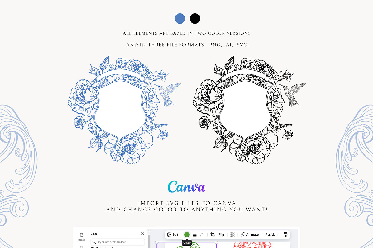 Azure Baroque LineArt, a Decorative Illustration by SunnyAfternoons (Photo 15 of 15)