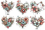 Whimsical Floral Hearts Clipart, an Illustration by Pixels.Craft (Thumbnail 5 of 5)