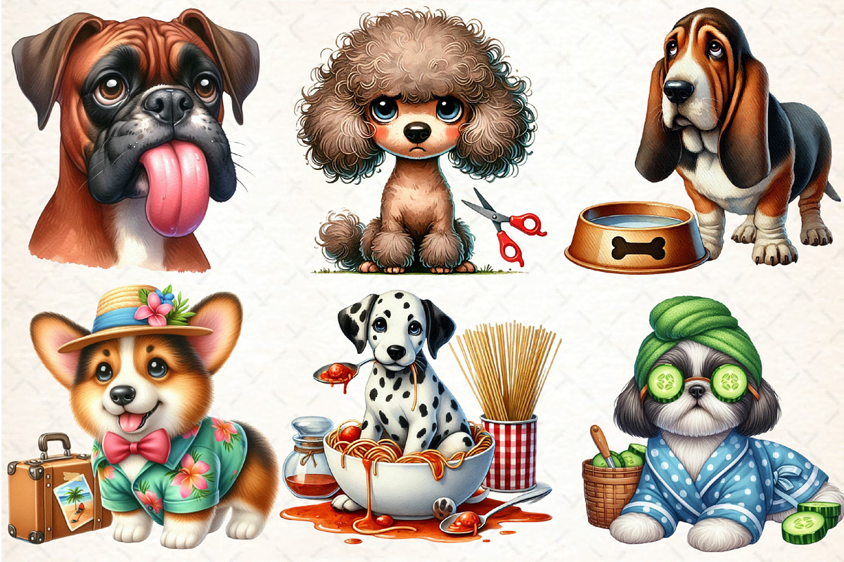 Funny Dog Life Clipart Bundle, an Illustration by DreamCafeArt (Photo 4 of 4)
