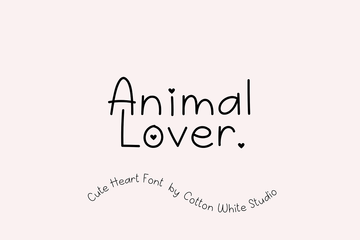 Animal Lover Cute Heart Font, a Script Font by Sofia Skoog (Photo 1 of 11)