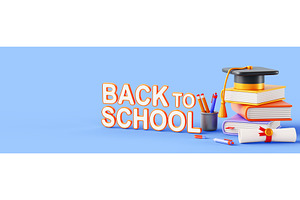 Back to school 3d banner. Student, an Education Illustration by Marozhkastudio