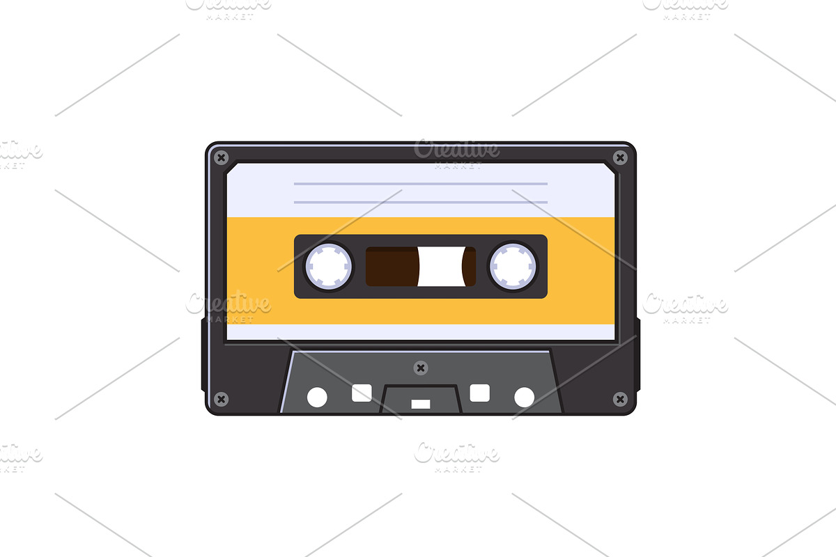 Retro Audio Cassette on White, an Object Illustration by in8finity