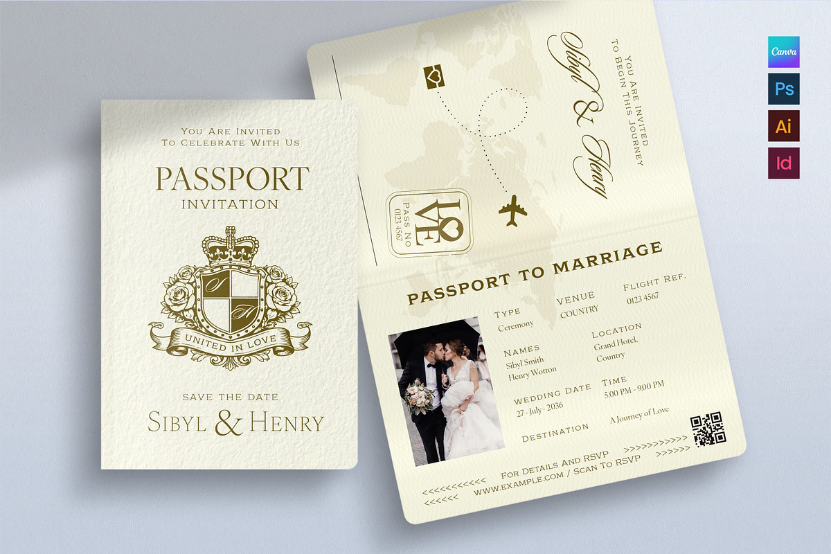 Passport Wedding Invitation Template, an Invitation Template by BrandPacks (Photo 1 of 4)