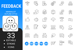 Feedback minimalist outline icon set, an Outline Icon by Icons