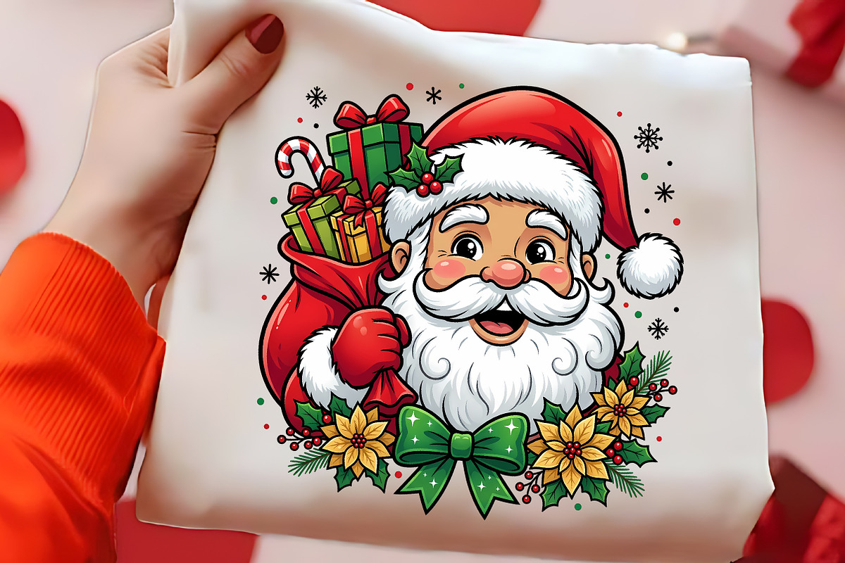 Vintage Santa Gift Sack Flower PNG, a Seasonal Illustration by CrexoraLab (Photo 2 of 4)