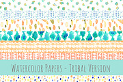 Tribal Watercolor Papers, an Illustration by Angie Makes (Thumbnail 1 of 3)