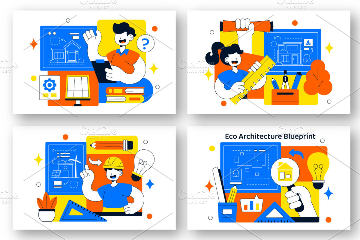 10 Eco Architecture Blueprint, a Person Illustration by denayunebgt (Photo 3 of 4)