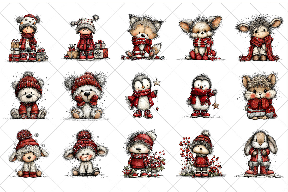 Whimsical Winter Clipart Bundle, an Illustration by SinaCreation (Photo 2 of 7)