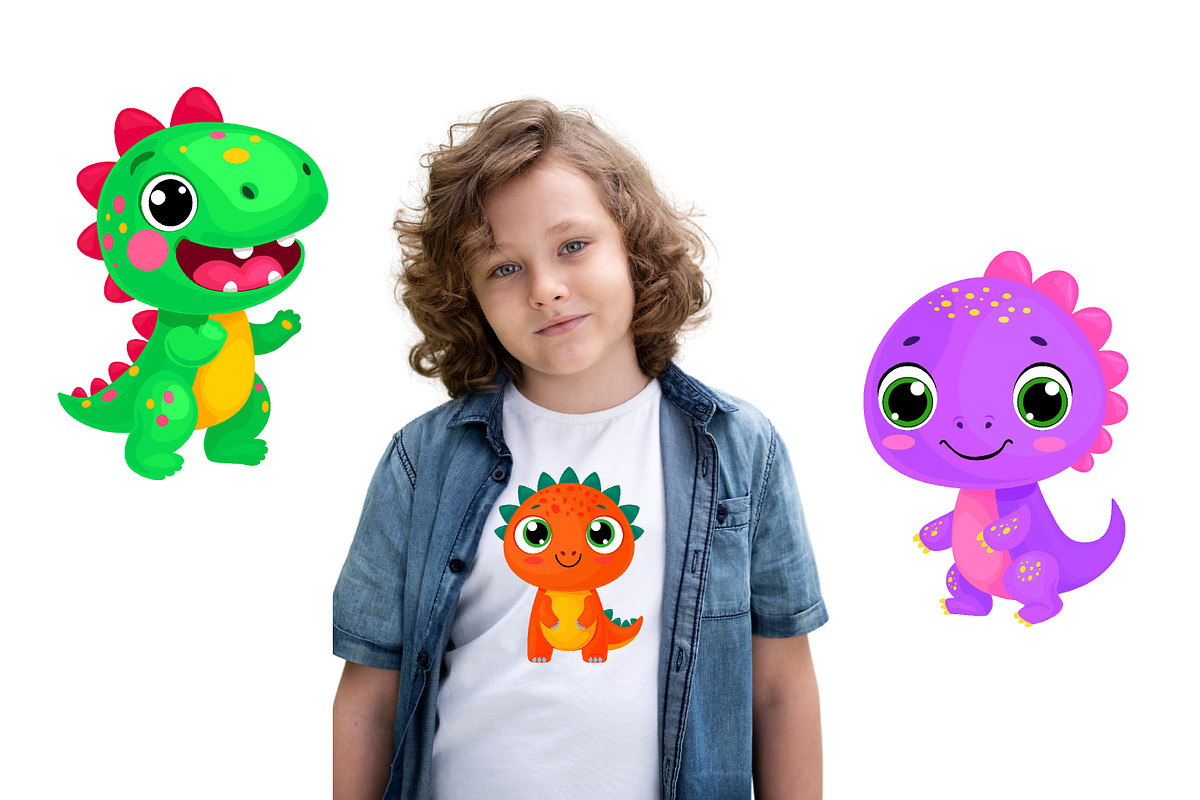 Dino Fun Pack Clipart & Patterns, an Illustration by ChubbyBunny Art (Photo 3 of 5)