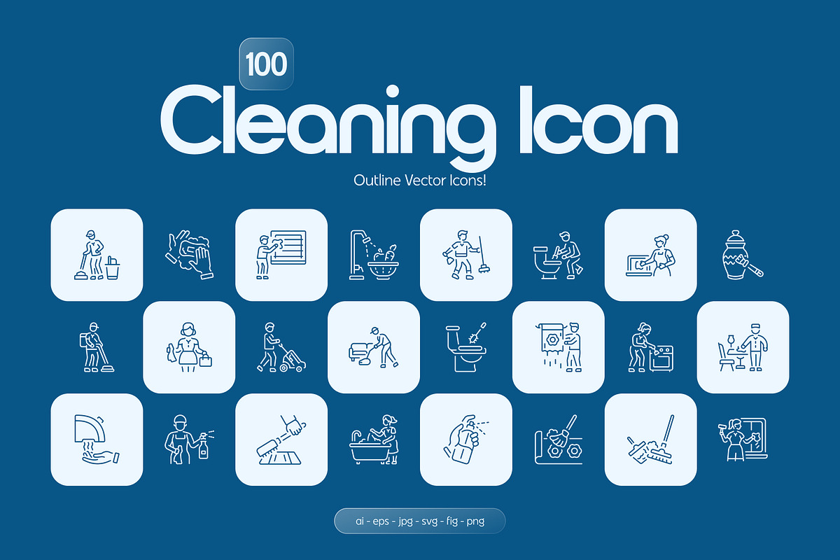 Cleaning Icon Art Set, an Outline Icon by Prosymbols (Photo 1 of 7)