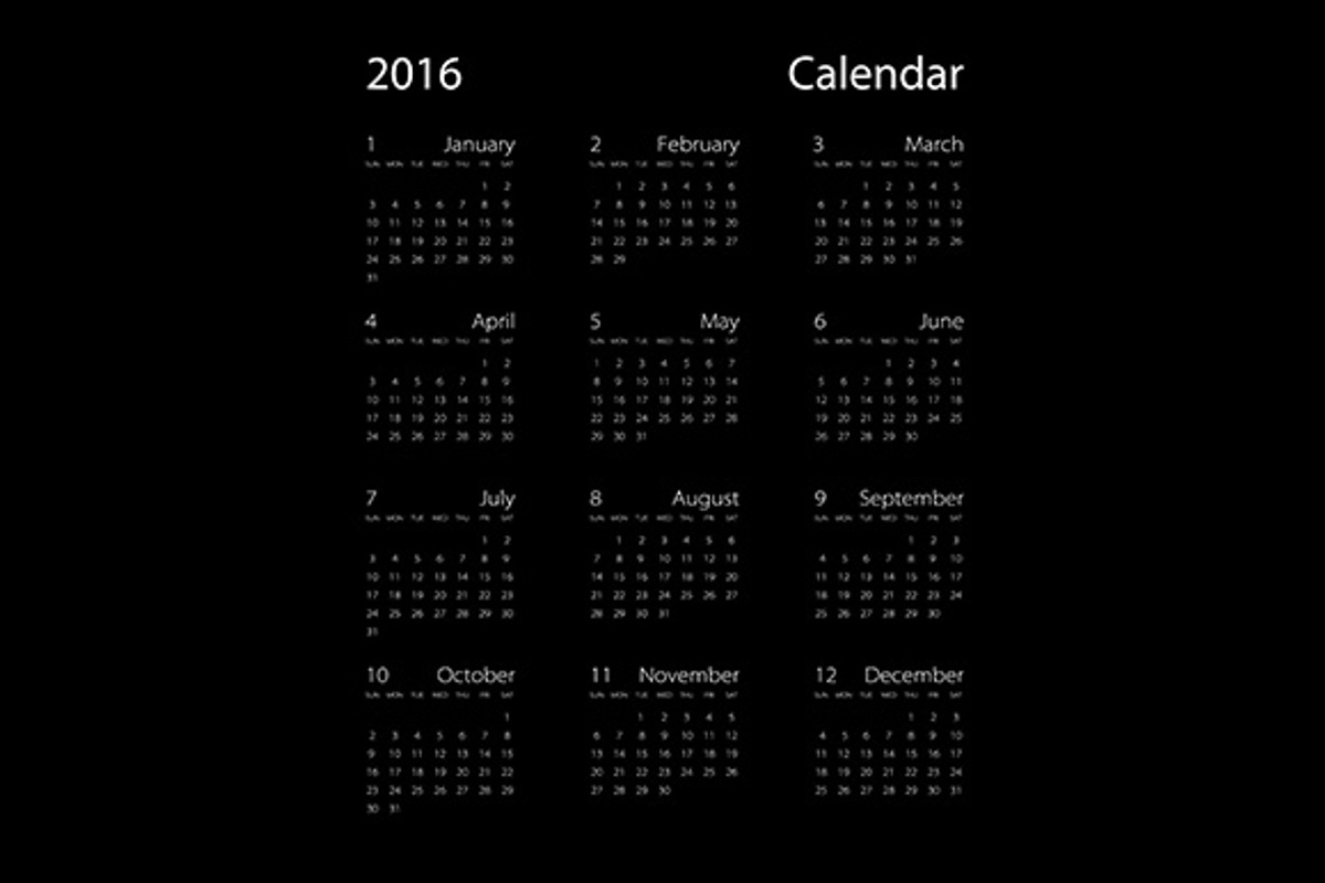 Calendar 2016 black & white, a Stationery Template by Rommeo79 (Photo 2 of 2)