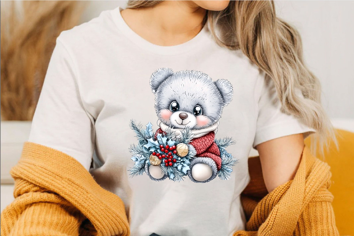 Whimsical Christmas Teddy Bear, a Seasonal Illustration by SVGArt (Photo 3 of 5)
