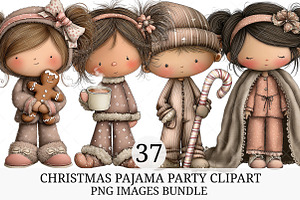 Christmas Pajama Party Clipart, an Illustration by Craft Nest