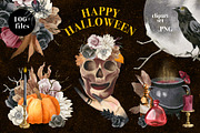 Halloween Horror Clipart, a Decorative Illustration by Julia M. Watercolor (Thumbnail 1 of 9)