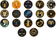 Art Deco Zodiac Signs Clipart PNG, an Illustration by Craft Nest (Thumbnail 3 of 5)