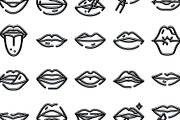 Lips line art icons set for, an Object Graphic by pikepicture (Thumbnail 3 of 3)