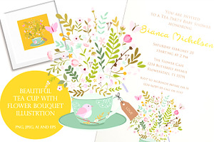 Flower Bouquet Tea cup illustration