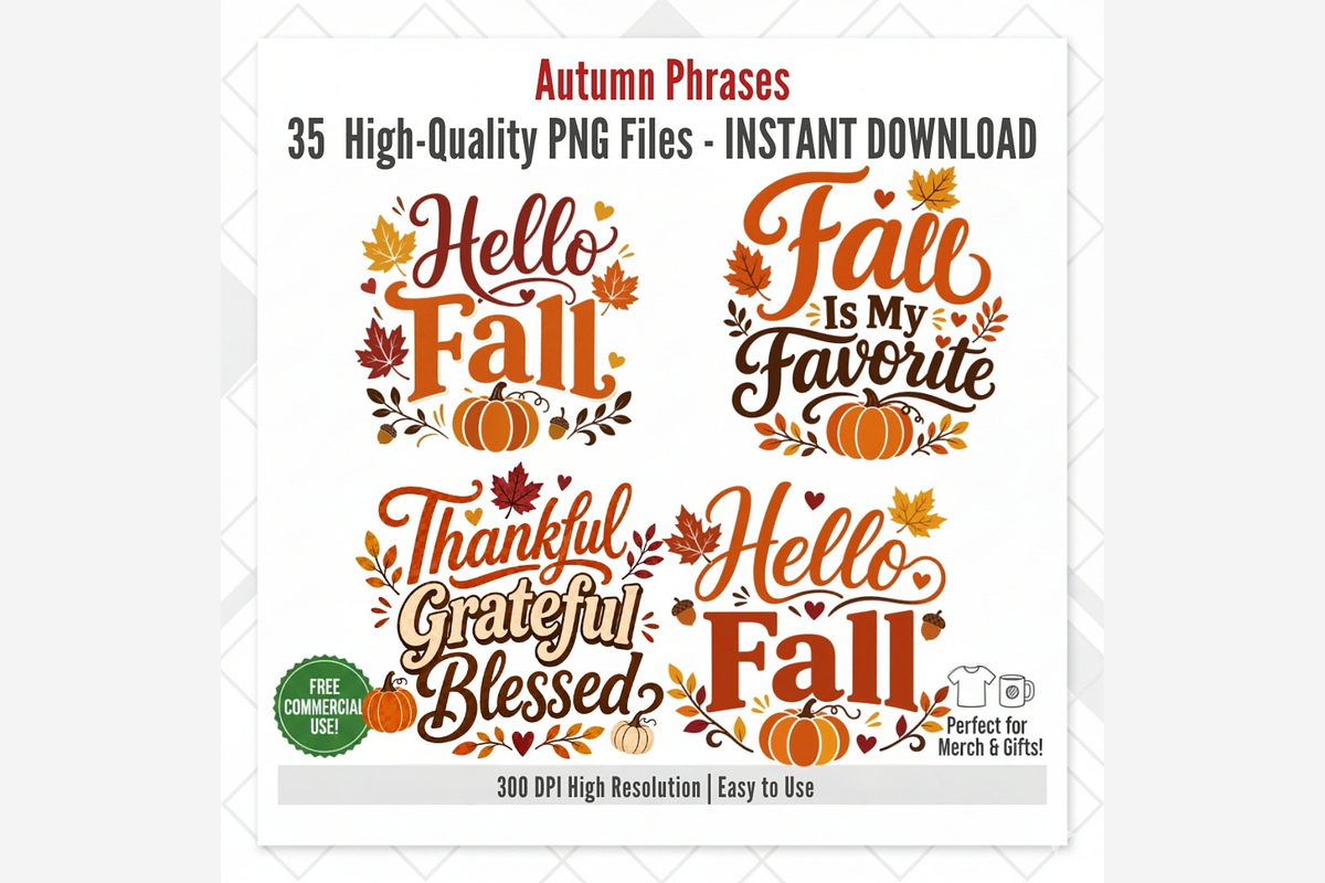 Autumn Phrases PNG Bundle, a Seasonal Illustration by Tanya Kart (Photo 11 of 11)