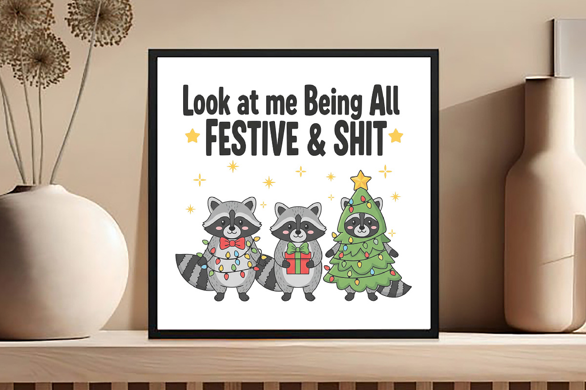 Funny Christmas Sarcastic Raccoon, an Illustration by Black Bird Studio (Photo 4 of 4)