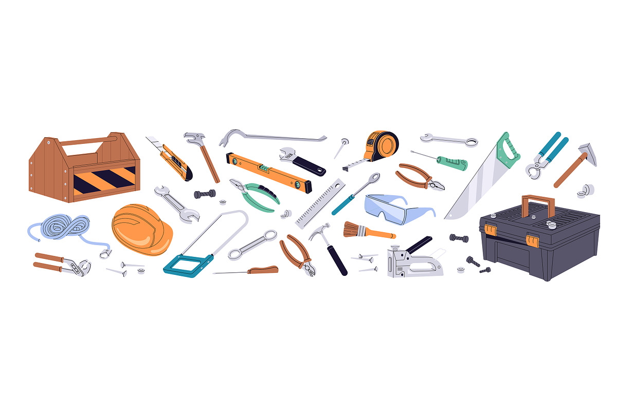 Construction toolkit set, templates, an Object Illustration by PaperTrident