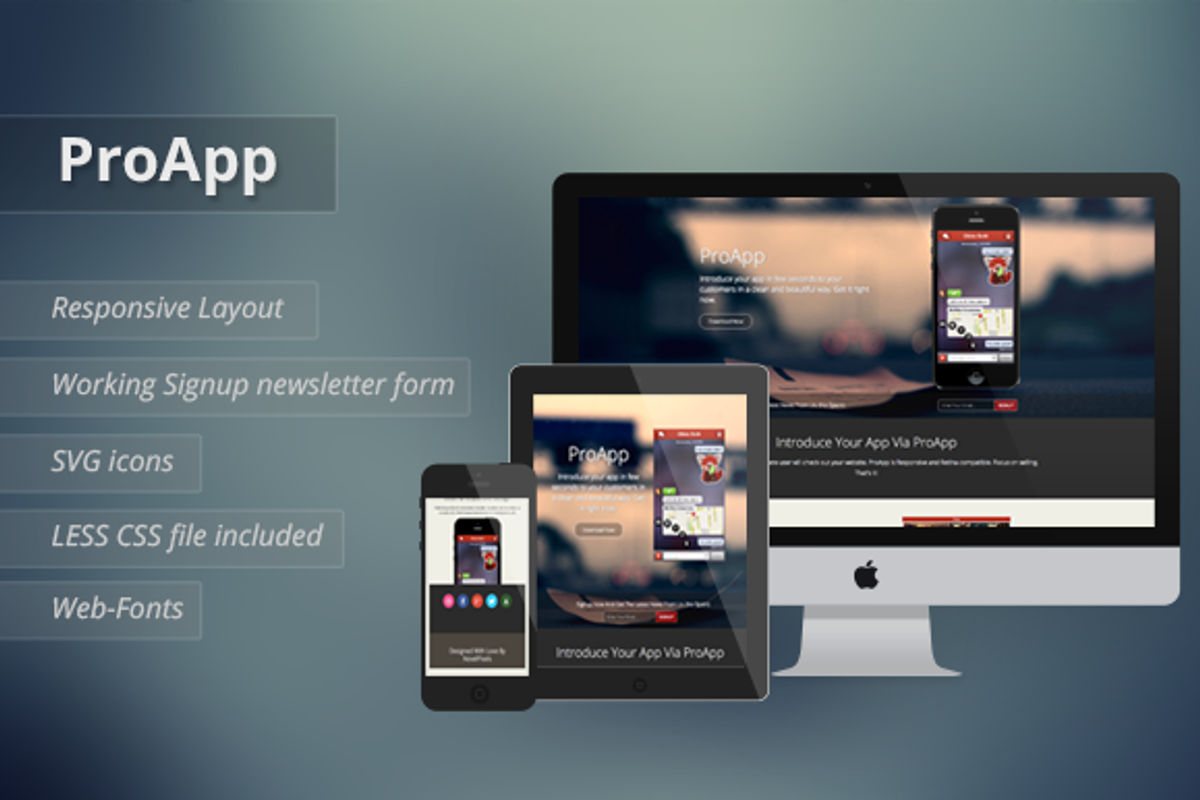 ProApp - Responsive Landing Page, a Bootstrap Template by NovelPixels (Photo 1 of 3)