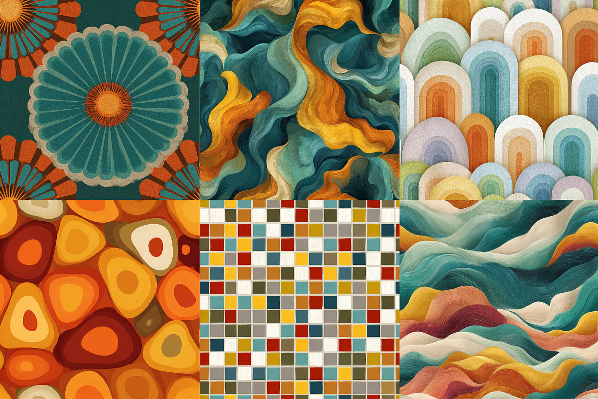 Retro Groovy Digital Papers Bundle, a Texture Illustration by DreamPrint404 (Photo 2 of 5)