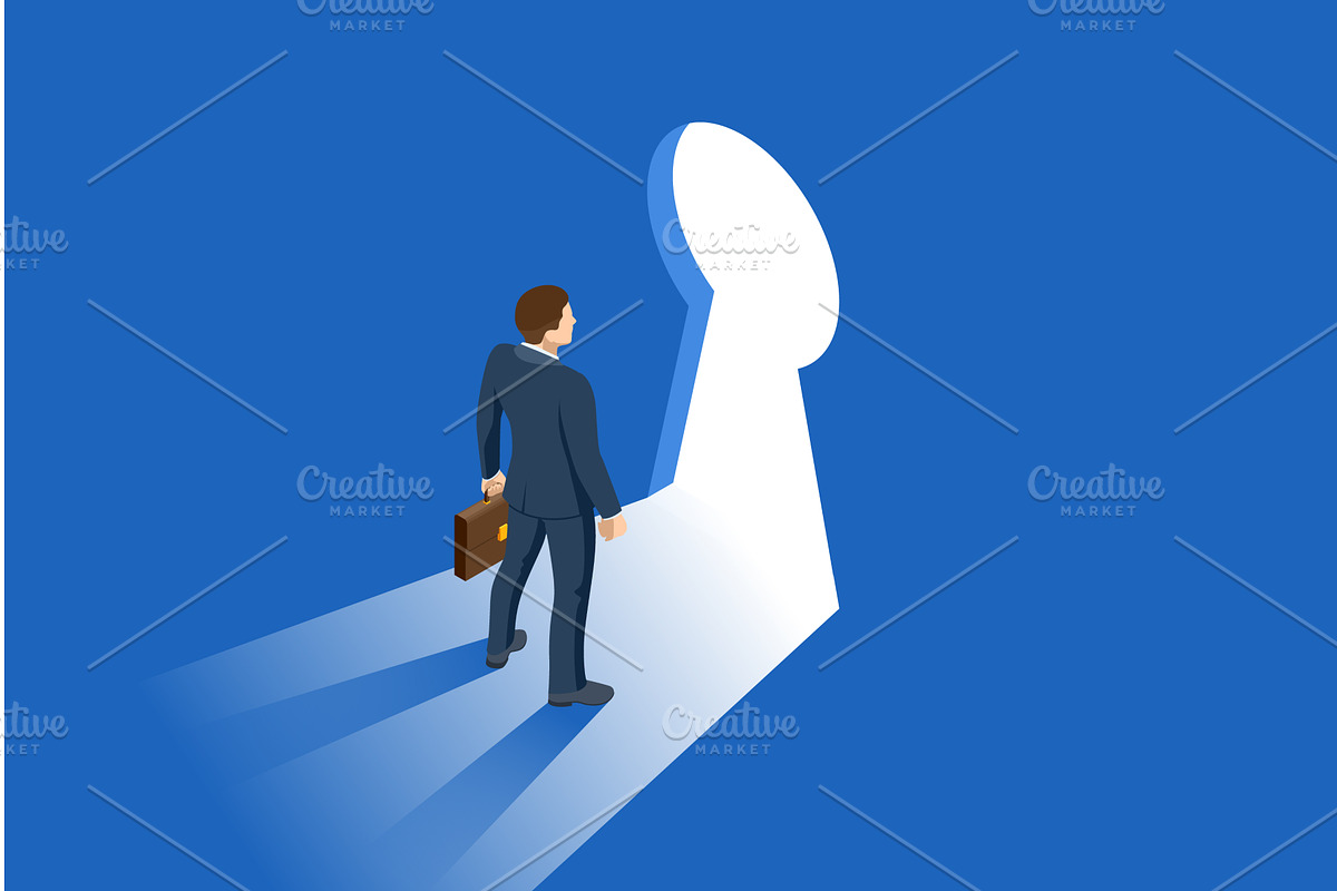Isometric business access with, a Technology Illustration by Golden Sikorka