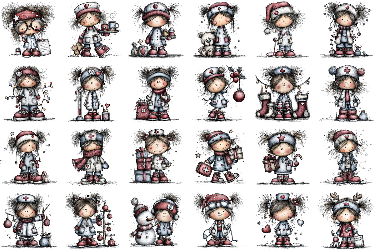 Christmas Nurse Girl Clipart, an Illustration by Sublimation Artist (Photo 2 of 6)