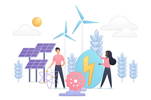 Green energy sources volumetric, an Illustration by Lemberg Vector
