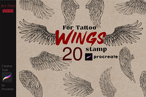 Wing Stamps Tattoo Ink Feather Angel