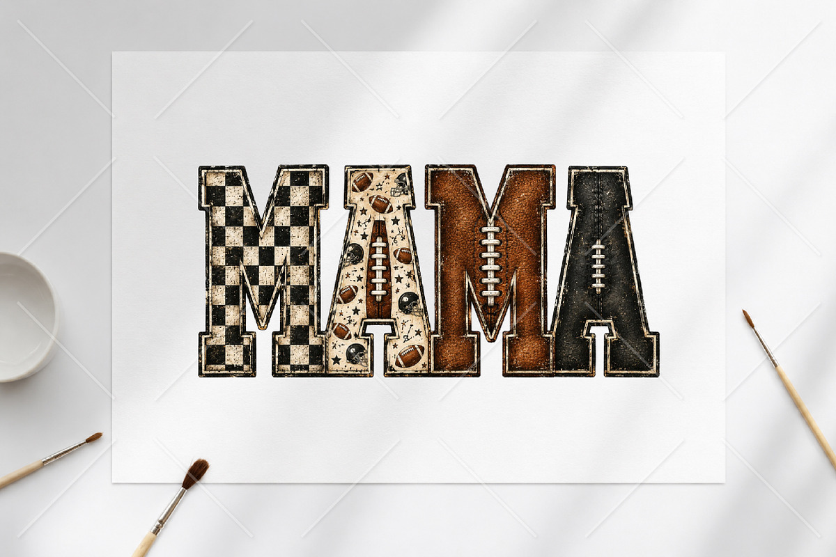 Preppy Football Mama Checkered PNG, a Seasonal Illustration by Canvas Craft (Photo 6 of 6)