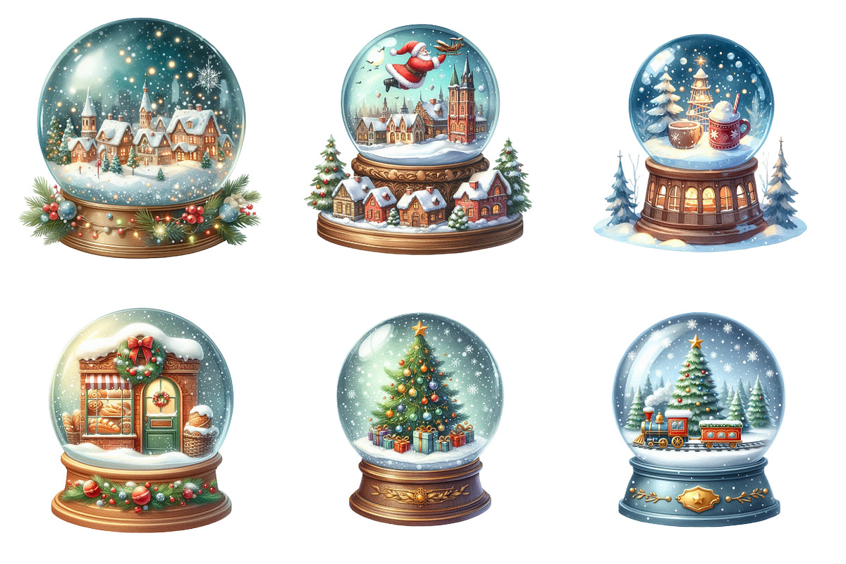 Watercolor Christmas SnowGlobe PNG, an Illustration by SinaCreation (Photo 3 of 7)