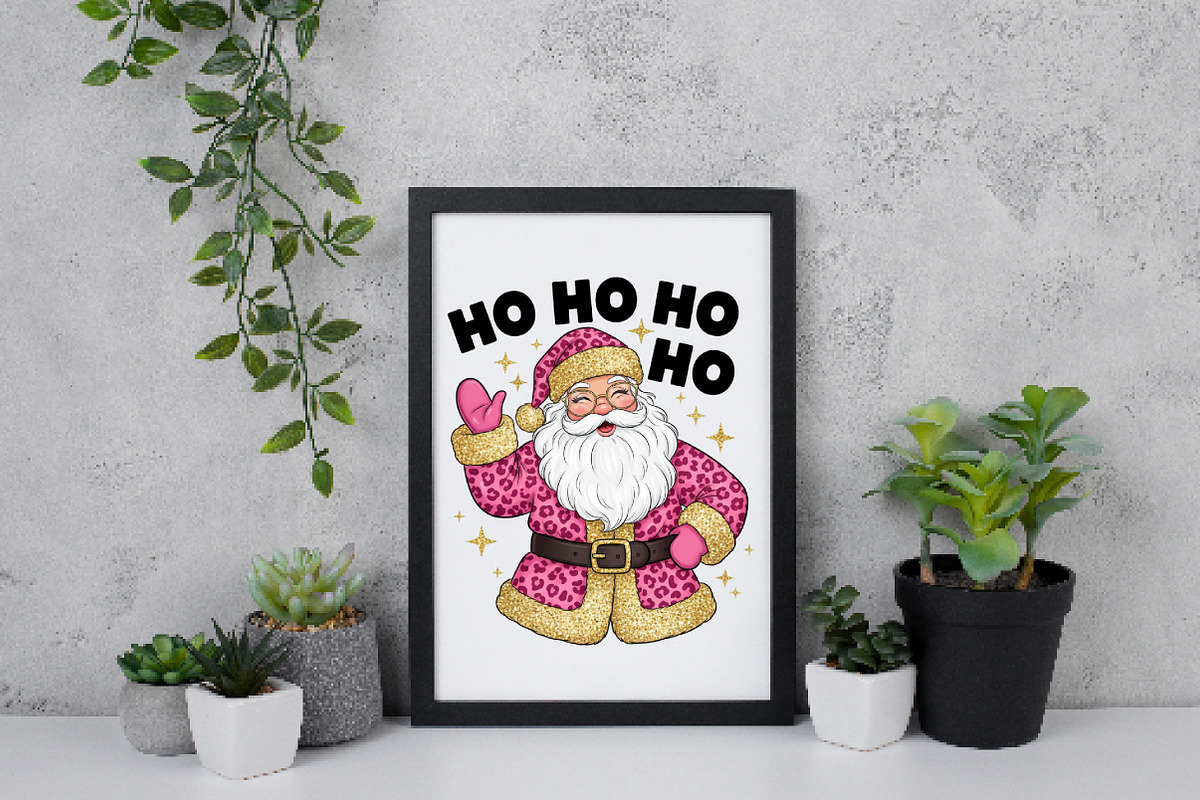Pink Leopard Glitter Santa PNG, an Illustration by Daily.Designs (Photo 2 of 5)