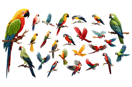 Parrots jungle tropical birds, an Animal Illustration by Onyx