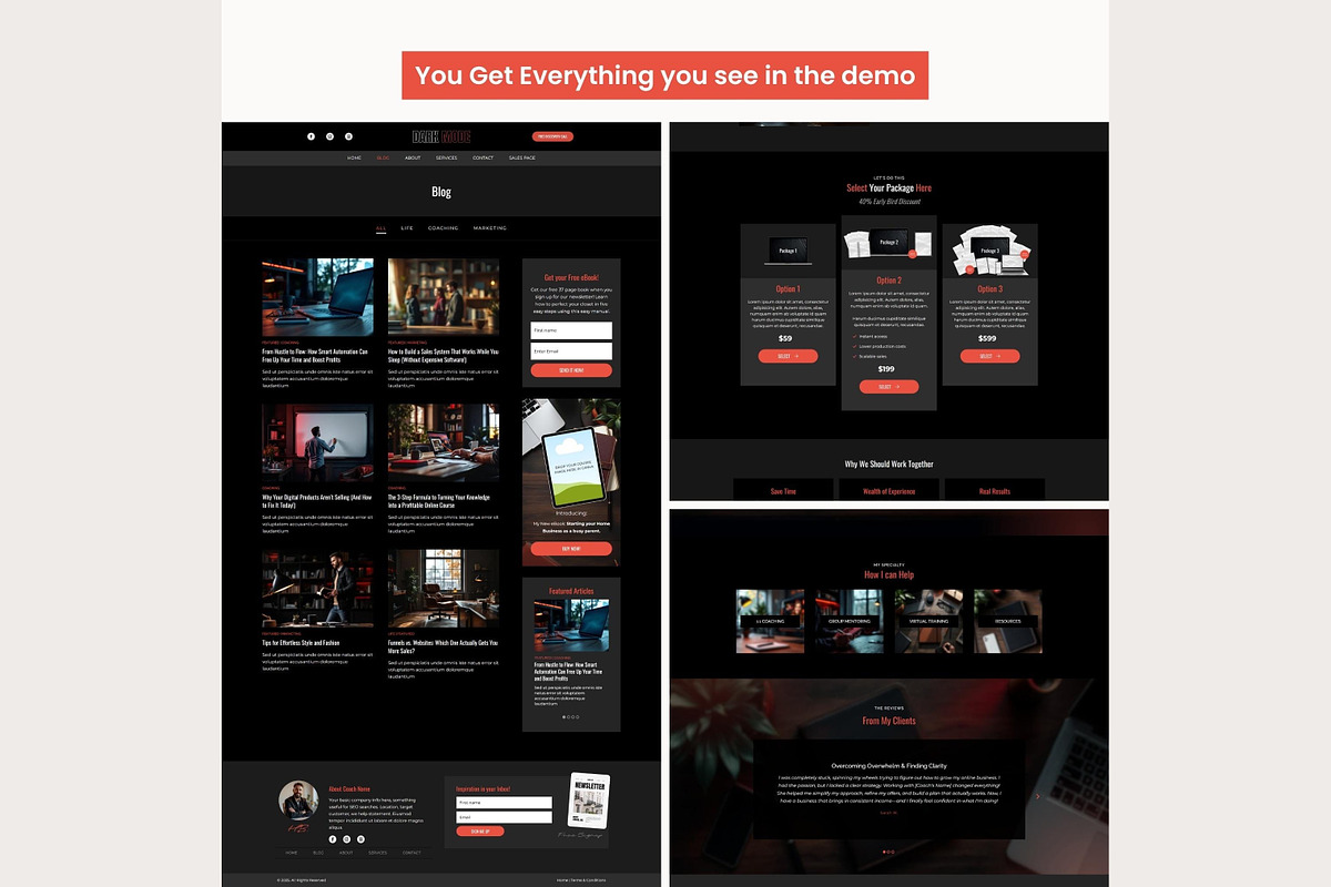 Systeme.io Dark Mode Red Blog, a Landing Page Template by Hayley's Digital Hub (Photo 8 of 10)