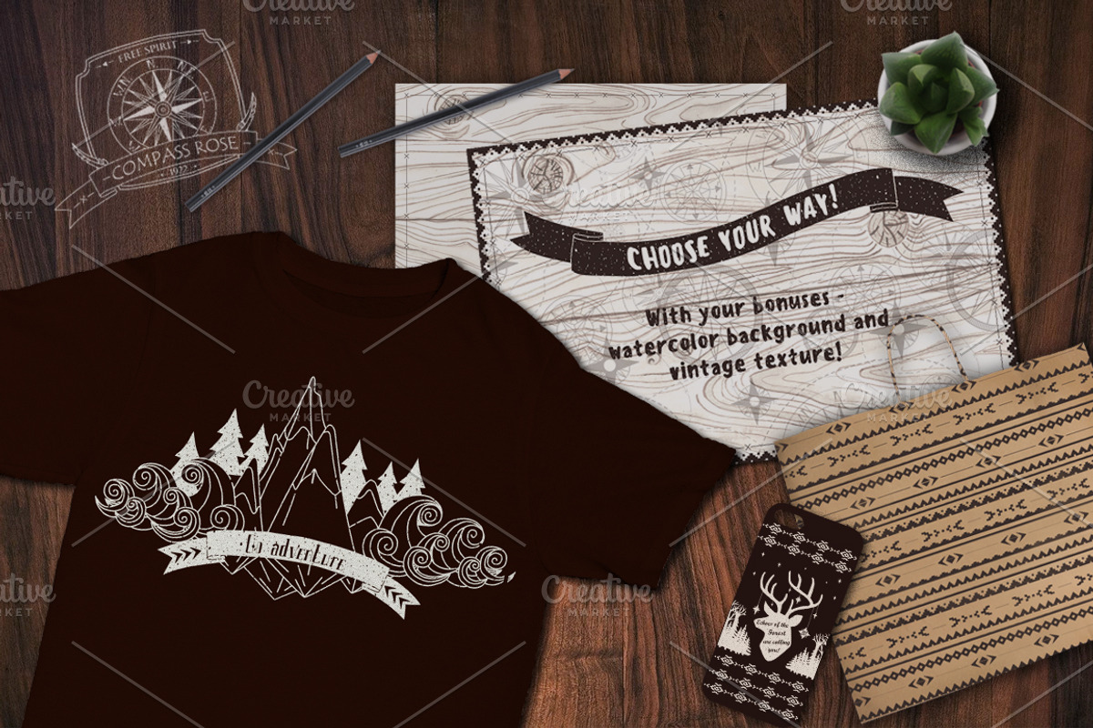 Hand drawn adventures clip-art, a Texture Illustration by Jukari_sun (Photo 4 of 5)