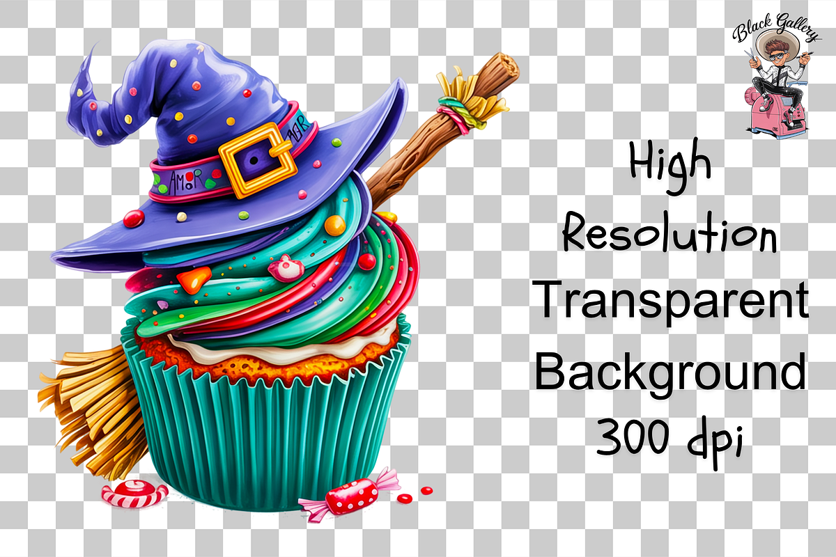 Witch Cupcake PNG Bundle, a Graphic by Clipart Studio (Photo 10 of 11)